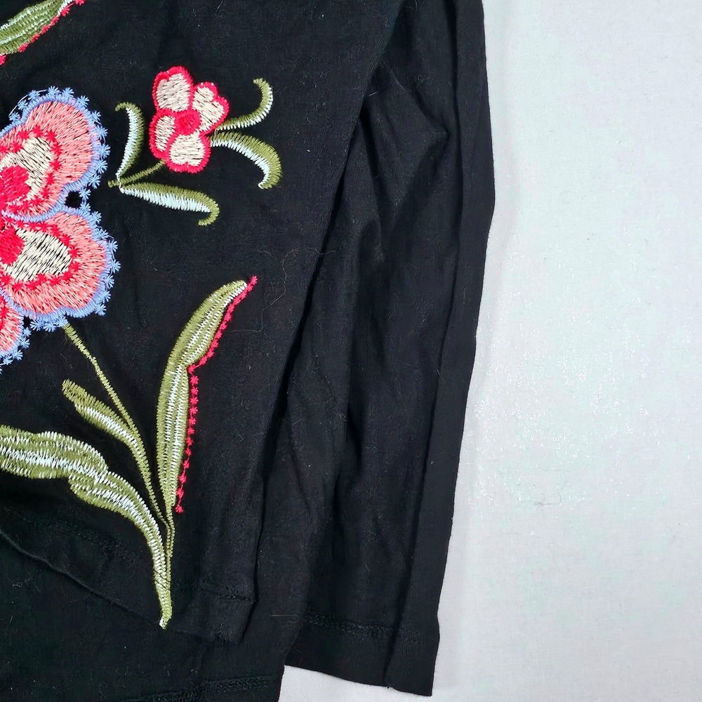 Johnny Was Los Angeles Black Floral Embroidered V-Neck Maxi Dress XL Boho 48in - Picture 5 of 10